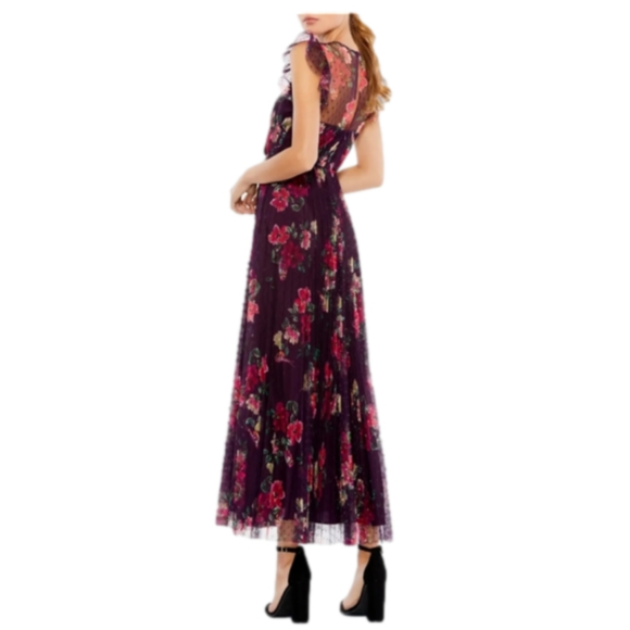 MAC DUGGAL 2143  Floral Flutter Sleeve Midi Dress NWT Size 4 - Picture 4 of 12